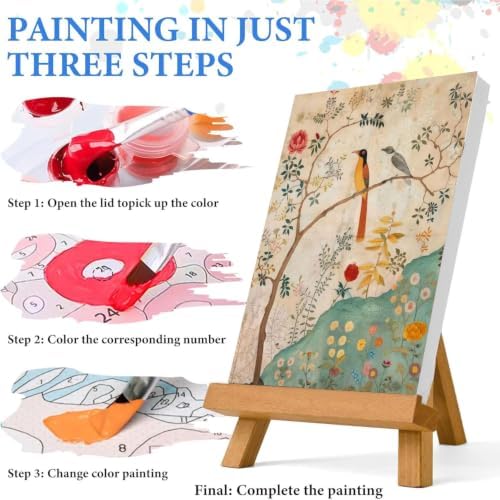 WUDWL Persian Birds Flowers Paint by Numbers Kit for Adults Beginner, with Framed - Image 6