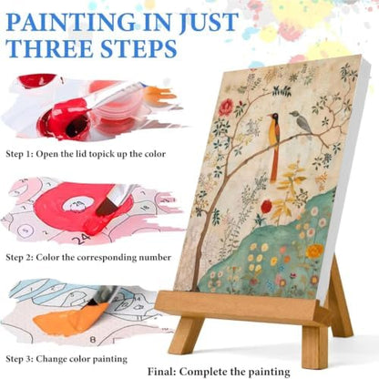 WUDWL Persian Birds Flowers Paint by Numbers Kit for Adults Beginner, with Framed - Image 6