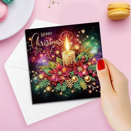 6pcs DIY Diamond Art Christmas Cards Kit with Envelopes & Tools-Diamond Dot Greeting Cards,Xmas 5D Rhinestones Painting for Adults,DIY Craft Family Friend Xmas Gifts(Christmas Flower) - Image 3