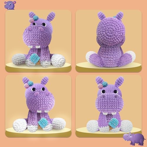 CODGP Crochet Kit for Beginners, 11.8-Inch Hippo Crochet Kit for Adults - Image 6