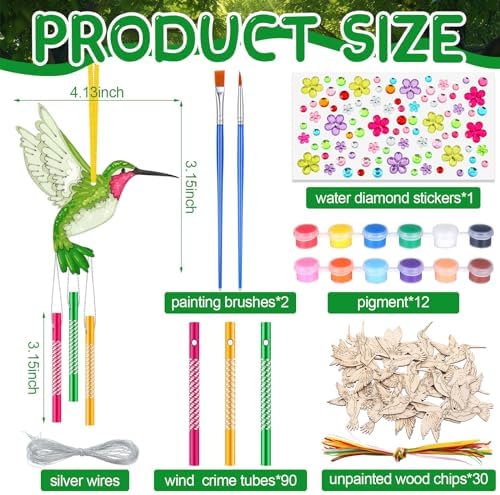 JellyArch Hummingbird 30 Pack DIY Wind Chime Kit Art and Crafts - Image 3