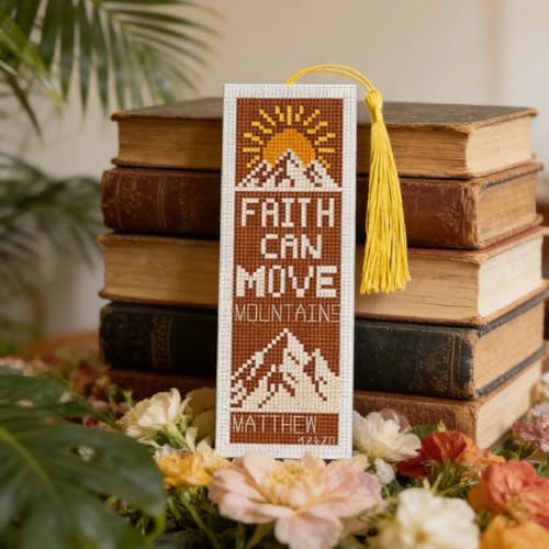 INFUNLY 6-Pack Bible Verse Cross Stitch Bookmark Kit 3x8.5 Inch Cotton-Linen Pre-Printed Pattern DIY Embroidery Craft Set with Felt Backing for Church Gift Home Hobby Book Lovers Readers - Image 6