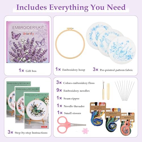 Uniartfy Butterfly Flower Embroidery Kit for Beginners, Cross Stitch Kits - Image 2