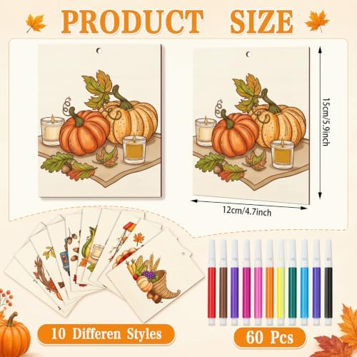 Soulchen 60 Pcs Large Fall Painting Crafts 4.7 x 3.9 Inch Unfinished Wood - Image 2