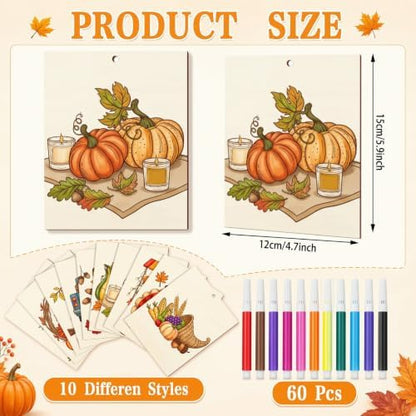 Soulchen 60 Pcs Large Fall Painting Crafts 4.7 x 3.9 Inch Unfinished Wood - Image 2