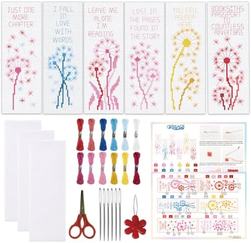 ORIGACH 6 Set Dandelion & Literary Quotes Cross Stitch Bookmark Kit by ORIGACH