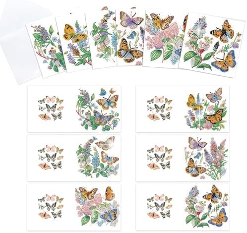 Tontut 6pcs Diamond Painting Kit Greeting Card, Butterfly 5D DIY Diamond Handmade Holiday Greeting Card with Envelope, Christmas Gift Congratulation by Tontut