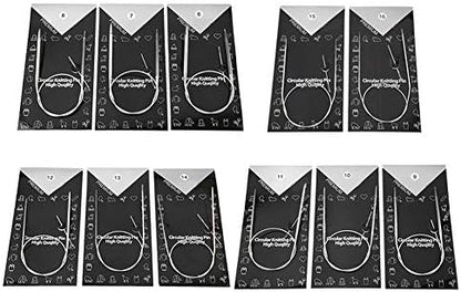 11Pcs Circular Knitting Needles Set, Stainless Steel Weave Needles for Beginners Experienced Crochet Lovers 5mm 4.75mm 4.5mm 4mm 3.5mm 3mm 2.5mm 2.25mm 2mm 1.75mm 1.5mm(43cm) by GLOGLOW