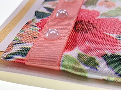 Ribbon Storage, DIY Greeting Card Kit Ribbon Cards Handmade DIY Card Kits Card Making Kit, Thank You & Birthday Cards Card Kit for 10 Project Card (Coral Flowers & Pearls) - Image 4