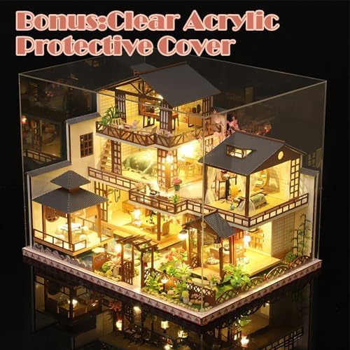 Miniature House Kit for Adult,Mini House Building Kit, DIY Miniature Kit for Adults, Wooden Mini Dollhouse Kit for Birthday Christmas，Retro Courtyard - Image 2