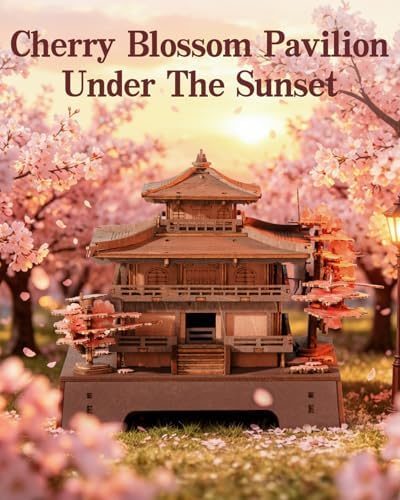 Rowood 3D Puzzles for Adults,DIY Miniature House Kit Japanese Architecture Cherry Blossom Craft Kits,Wooden Model Kit Buiding Set,Home Decor,Chirstmas Birthday Gift-Sakura Pavilion - Image 2