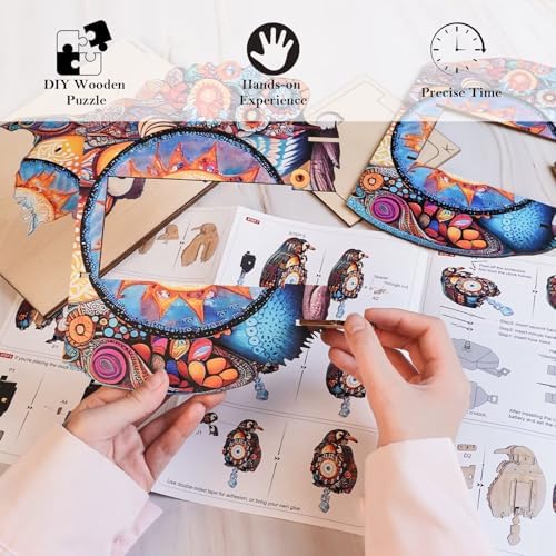 3D Puzzles for Adults, Penguin Wall Clock 3D Wooden Puzzles Clock Kits for DIY Birthday Gift for Women Men Home Decor Holiday Christmas - Image 4