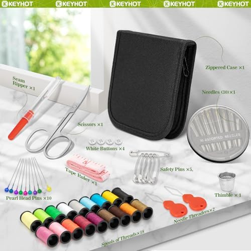 KEYHOT Sewing Kit for Adults, Needle and Thread Kit, Travel Size 74 Pcs - Image 2