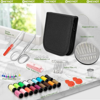 KEYHOT Sewing Kit for Adults, Needle and Thread Kit, Travel Size 74 Pcs - Image 2