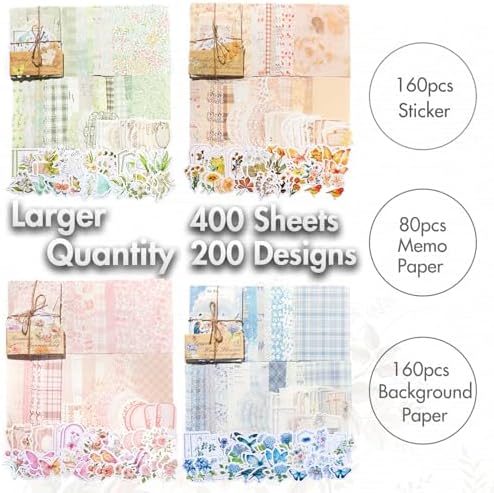 Vintage Floral Scrapbook Paper & Journaling Stickers, 400pcs - Image 6