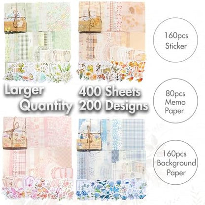 Vintage Floral Scrapbook Paper & Journaling Stickers, 400pcs - Image 6