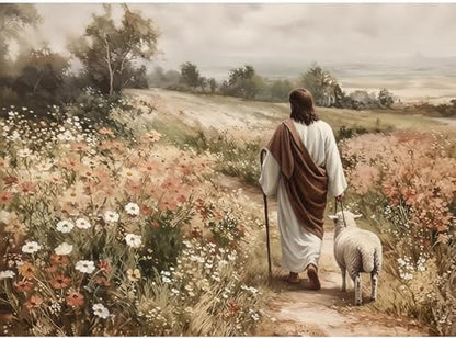 Jesus Paint by Numbers Kit for Adults Framed Canvas, Frameworkless by FairylandJinWenn