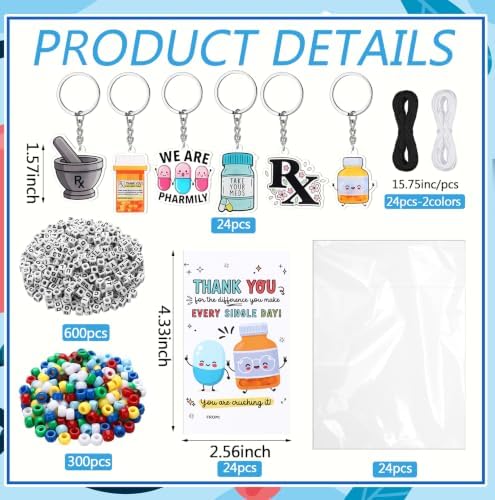 Suncalla 996 Pcs 24 Set Pharmacy Keychain Making Kit DIY Charm Crafts Bulk - Image 2