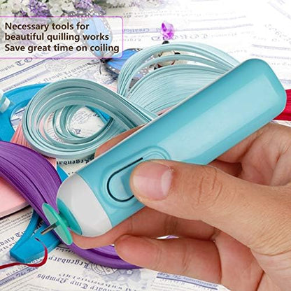 Kits for Adults,Battery Operated Quilling Tool,Electric Quilling Tool,Electric Quilling Tool Electric Slotted Paper Crafts Quilling Tool Origami Winder Steel Curling Pen (Blue) - Image 3