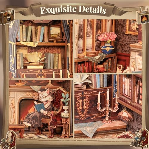 CUTEBEE Book Nook Kit for Adults, Cat Miniature House Kit, Adult Craft Gift - Image 5