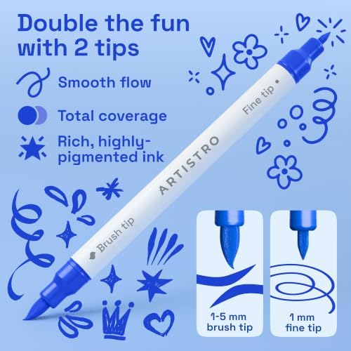 ARTISTRO 12 Blue Tones Dual-Tip Acrylic Paint Marker Pens for Drawing - Image 3