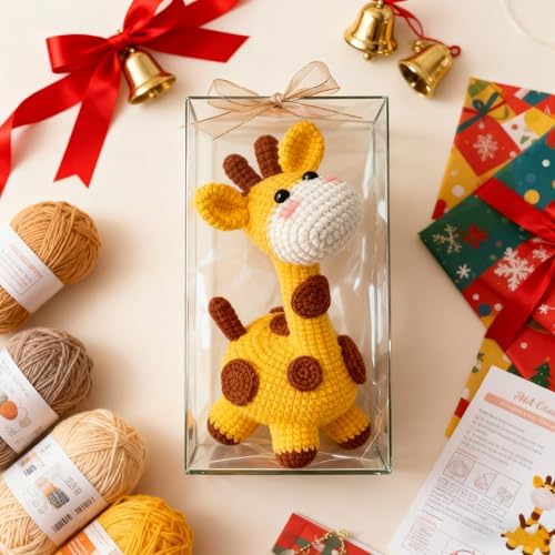 Beginner Crochet Kit for Making Adorable Giraffe - Complete DIY Craft Kit with Yarn, Hooks, and Video Tutorial - Ideal Arts and Crafts for Adults, Room Decor Gift - Image 2