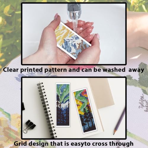 ACRNIGHEET 6PCS Cross Stitch Bookmark Kit for Beginner Stamped Cross Stitch Kits for Adults Nordic Landscapes DIY Embroidery Bookmark Kits Needlepoint Kit with Instructions Craft Gift 8.5''x3'' 11CT - Image 3