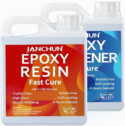 JANCHUN Epoxy Resin Kit 72oz, Bubble Free Crystal Clear Resin by JANCHUN