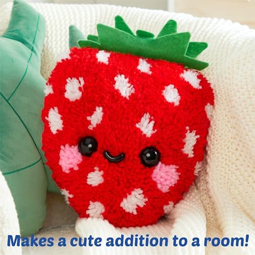 LatchKits Strawberry Pillow - Latch Hook Kits for Kids, Arts and Crafts, Yarn Art, Kids Crafts, Toys for Girls, Birthday Gift for Girls, Easy to Follow Pattern, Hook Included, Craft Kits, Ages 6+ - Image 5