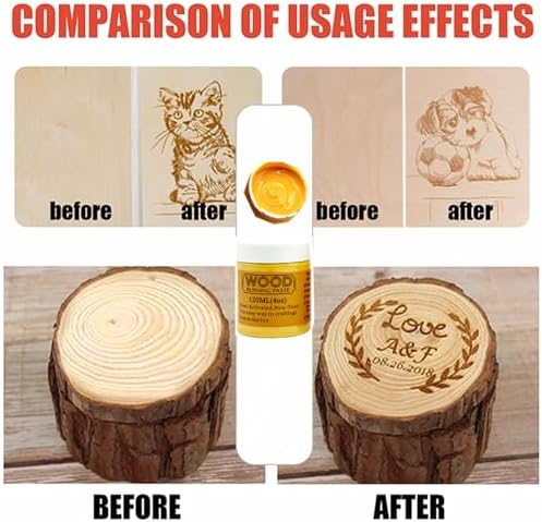 JAJADO 3 Jars Wood Burning Paste with 2 Squeegee, 4 OZ Wood Burning Gel Etching Cream Heat Activated Paste for Craft Wood Slice, Denim, Canavas, Wood Burning Marker Pen DIY Art Craft Tool - Image 6