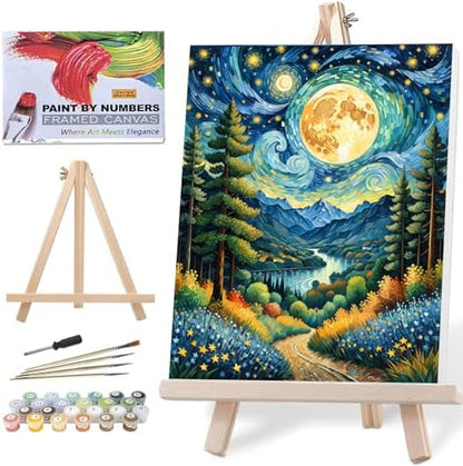 Lovepefe Moon Paint by Numbers Kit for Adults Beginner Landscape Adult Paint by Number Kits On Canvas with Frame DIY Oil Painting Kits for Gift Home Wall Decor 12x16 Inch by Unknown