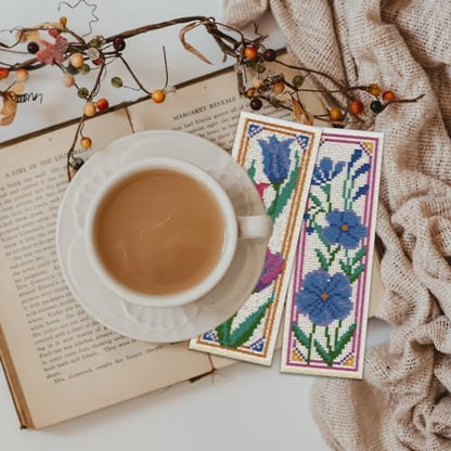ORIGACH 6 Set Wildflower Floral Cross Stitch Bookmark Kit for Beginner - Image 6