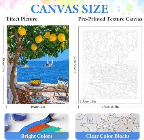 ZRIZQ Landscape Paint by Numbers Kit for Adults Beginner,Lemon Tree,16x20 - Image 2