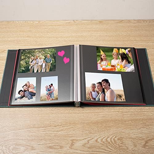 Photo Album Self Adhesive Scrapbook 3x5 4x6 5x7 6x8 Magnetic Album DIY Scrap Book 11x10.6 Inch 40 Black Sticky Pages Linen Cover DIY Photo Album(Dark Green) - Image 2