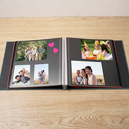 Photo Album Self Adhesive Scrapbook 3x5 4x6 5x7 6x8 Magnetic Album DIY Scrap Book 11x10.6 Inch 40 Black Sticky Pages Linen Cover DIY Photo Album(Dark Green) - Image 2