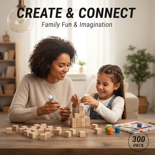 1000Pcs Wooden Blocks for Crafts, Unfinished Wood Cubes, 1cm Natural Pine Small Wood Square Blocks, Wooden Cubes for Arts and Crafts and DIY Projects ﻿ - Image 6