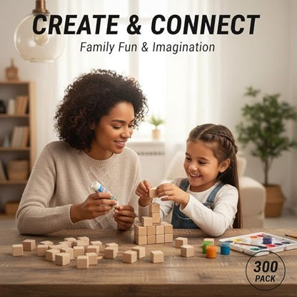 Wood Blocks for Crafts, Unfinished Wood Cubes, 1cm Natural Wooden Blocks, Pack of 300 Small Wood Square Blocks, Wooden Cubes for Arts and Crafts and DIY Projects - Image 3