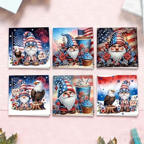 6Pcs Folding Greeting Card Diamond Art Painting Thank You Blessing Cards with White Envelope Rhinestones Painted Making Kits for Adults DIY Craft Holiday Gift-USA Goblin - Image 7