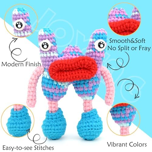 4 Pack Rainbow Beginner Crochet Yarn for Crocheting and Knitting Multicolor Crochet Yarn for Beginners with Easy-to-See Stitches Cotton-Nylon Blend Easy Yarn for Beginners(Blue Pink Purple) - Image 5