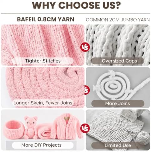 Chunky Chenille Yarn Kit Size 6 for Crocheting Knitting Handcraft Weaving - Image 4