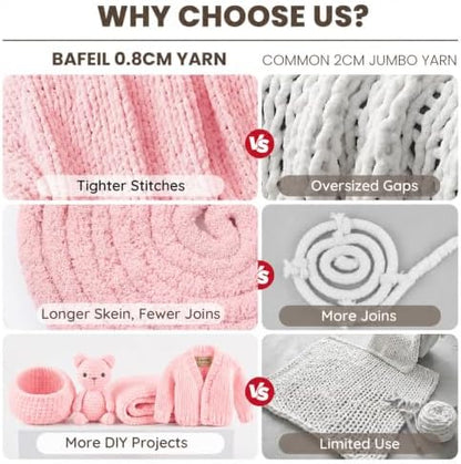 Chunky Chenille Yarn Kit Size 6 for Crocheting Knitting Handcraft Weaving - Image 4