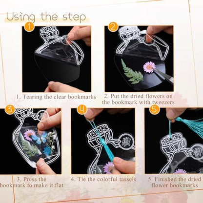 Taobary 91 Pcs DIY Dried Flowers Bookmarks Transparent, Elegant Color - Image 3