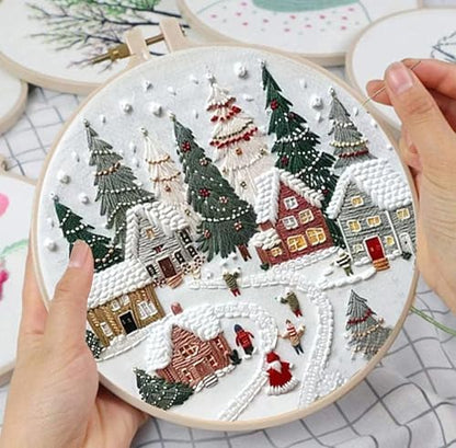 Huacan Embroidery Kits for Adults Beginner DIY Cross Stitch Stamped Christmas Tree Pattern Stitching Sewing Kit 1 Piece 7.8 x 7.8 Inch - Image 5
