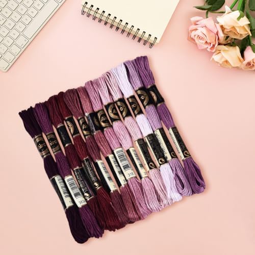 12 Skeins 105 Yards 6 Strands Dark Purple Friendship Bracelet String Embroidery Floss Yarn Gradient Variegated Cross Stitch Bulk Cord Thread Set for Sewing Making Knitting DIY Crafts Supply - Image 3