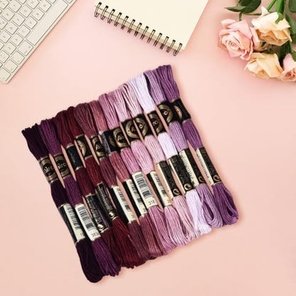 12 Skeins 105 Yards 6 Strands Dark Purple Friendship Bracelet String Embroidery Floss Yarn Gradient Variegated Cross Stitch Bulk Cord Thread Set for Sewing Making Knitting DIY Crafts Supply - Image 3