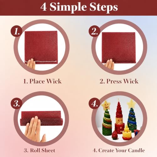 LDHHYH 24 PCS 8x8 Inch Beeswax Sheets for Candle Making – 12 Bright Colors - Image 5