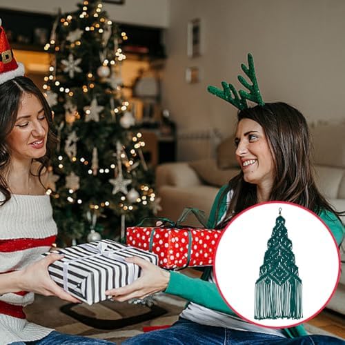 ORIGACH DIY Macrame Christmas Tree Large Wall Hanging kit Handmade Macrame Wall Hanging Kit for Beginners Adults with Step by Step Video Tutorial Instruction Dark Green Christmas Ornaments, 40x21inch - Image 6