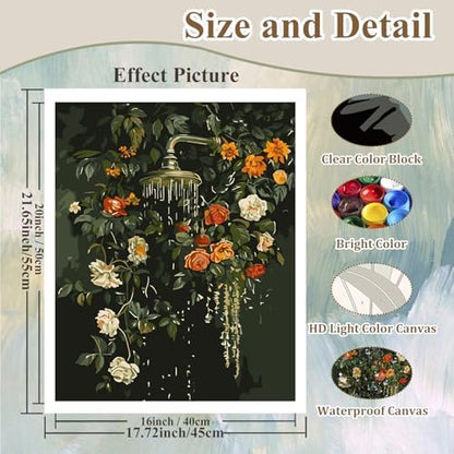 Paint by Number for Adults, Bathroom Paint by Numbers Kit for Adults 16x20 - Image 4