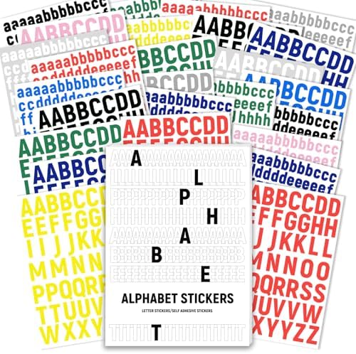 PRSTINCOL 3456 Pcs 36 Sheets Colorful Alphabet Stickers Pad, 9 Colors Self Adhesive Letter Number Stickers Vinyl Waterproof Decals for Mailbox Gift Decoration Door Classroom Decor DIY Crafts by PRSTINCOL