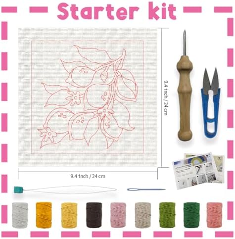 INFUNLY Lemon Flower Punch Needle Embroidery Kits Lemon Branch DIY Punch Needle Kit for Beginners Plant Stamped Rug Yarn Hooking Kit with Pre-Printed Pattern Instruction for Craft Lovers Home Decor - Image 2